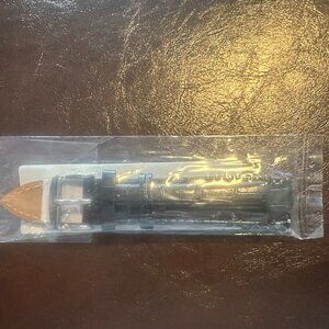 Black Croco Genuine Leather Watch Band–20mm (w/ Built in Quick Release pins)